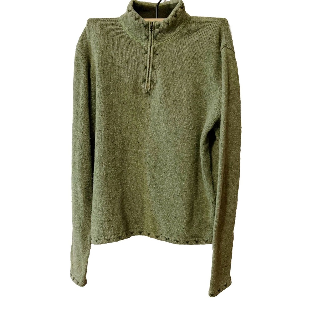 WoolRich Sage Heather 1/4 Zip Long Sleeve Wool Blend Women’s Sweater SZ S